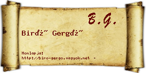 Biró Gergő névjegykártya
